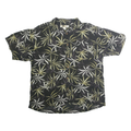 JOE MARLIN Mens Black Green Leaf Print Cotton Blend Shirt XL Casual Summer Style