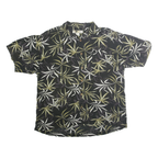 JOE MARLIN Mens Black Green Leaf Print Cotton Blend Shirt XL Casual Summer Style