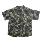 JOE MARLIN Mens Black Green Leaf Print Cotton Blend Shirt XL Casual Summer Style