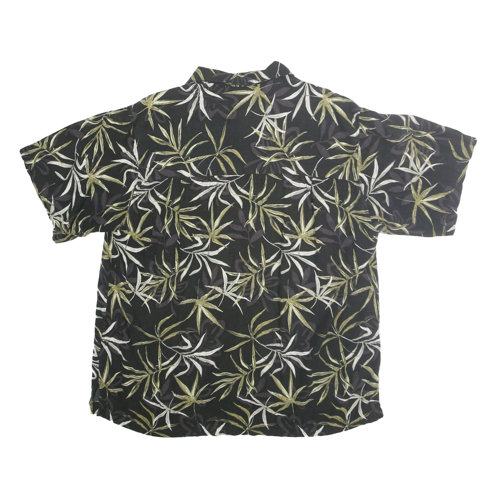 JOE MARLIN Mens Black Green Leaf Print Cotton Blend Shirt XL Casual Summer Style