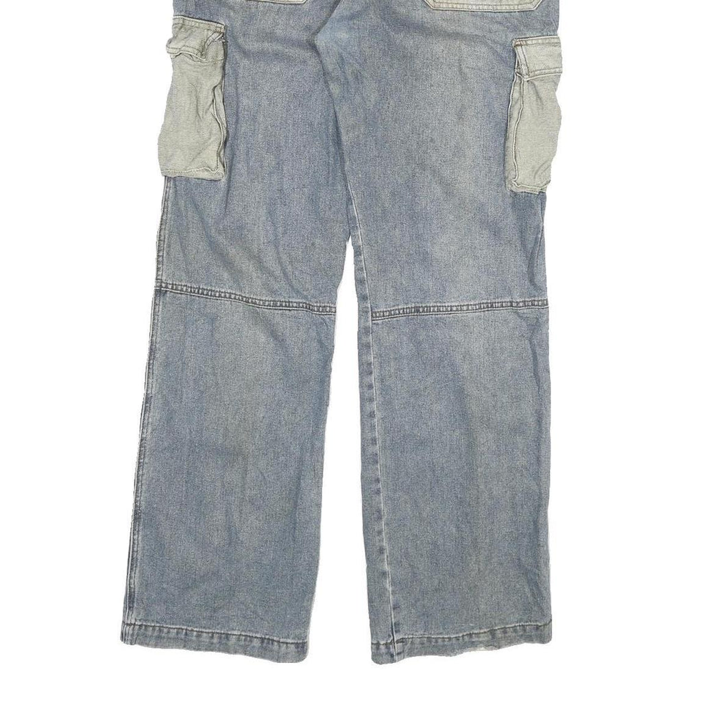 SMART Mens Blue Regular Fit Straight Leg Denim Jeans W31 L30 Cargo Pockets Zip