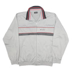 CHAMPION Mens Grey & Black Zip Jacket XL Polyester Track Sweater Retro