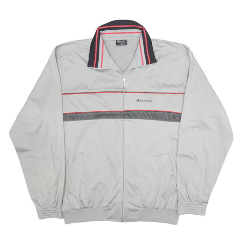 CHAMPION Mens Grey & Black Zip Jacket XL Polyester Track Sweater Retro