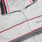 CHAMPION Mens Grey & Black Zip Jacket XL Polyester Track Sweater Retro