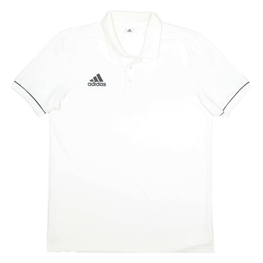 ADIDAS Mens White Polo Shirt M Cotton Blend Sports Casual Short Sleeve Basic