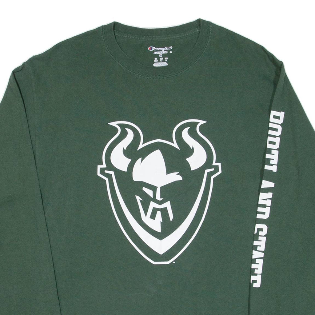 CHAMPION Portland State Mens T-Shirt Green Long Sleeve USA M