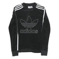 ADIDAS Womens Black Sweatshirt Crew Neck UK 4 Cotton Blend Three Stripes