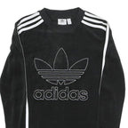ADIDAS Womens Black Sweatshirt Crew Neck UK 4 Cotton Blend Three Stripes
