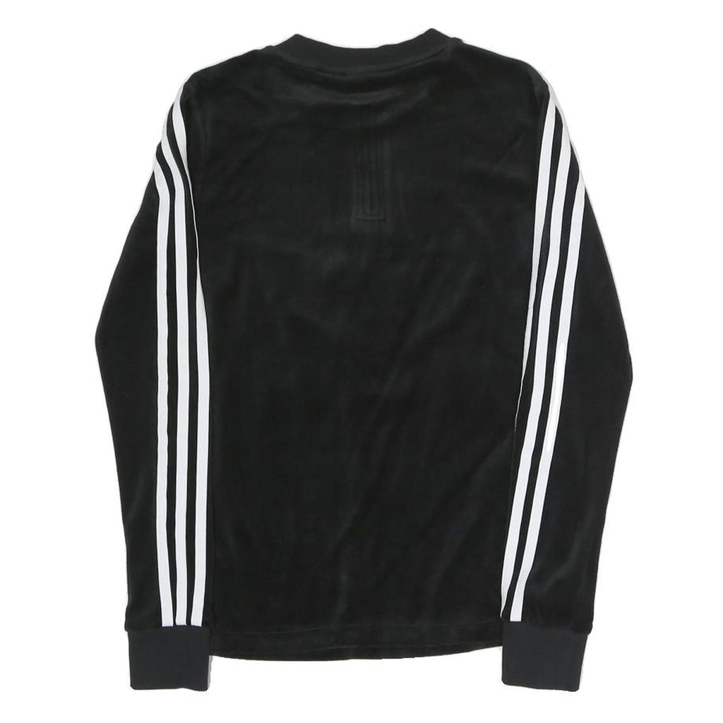 ADIDAS Womens Black Sweatshirt Crew Neck UK 4 Cotton Blend Three Stripes