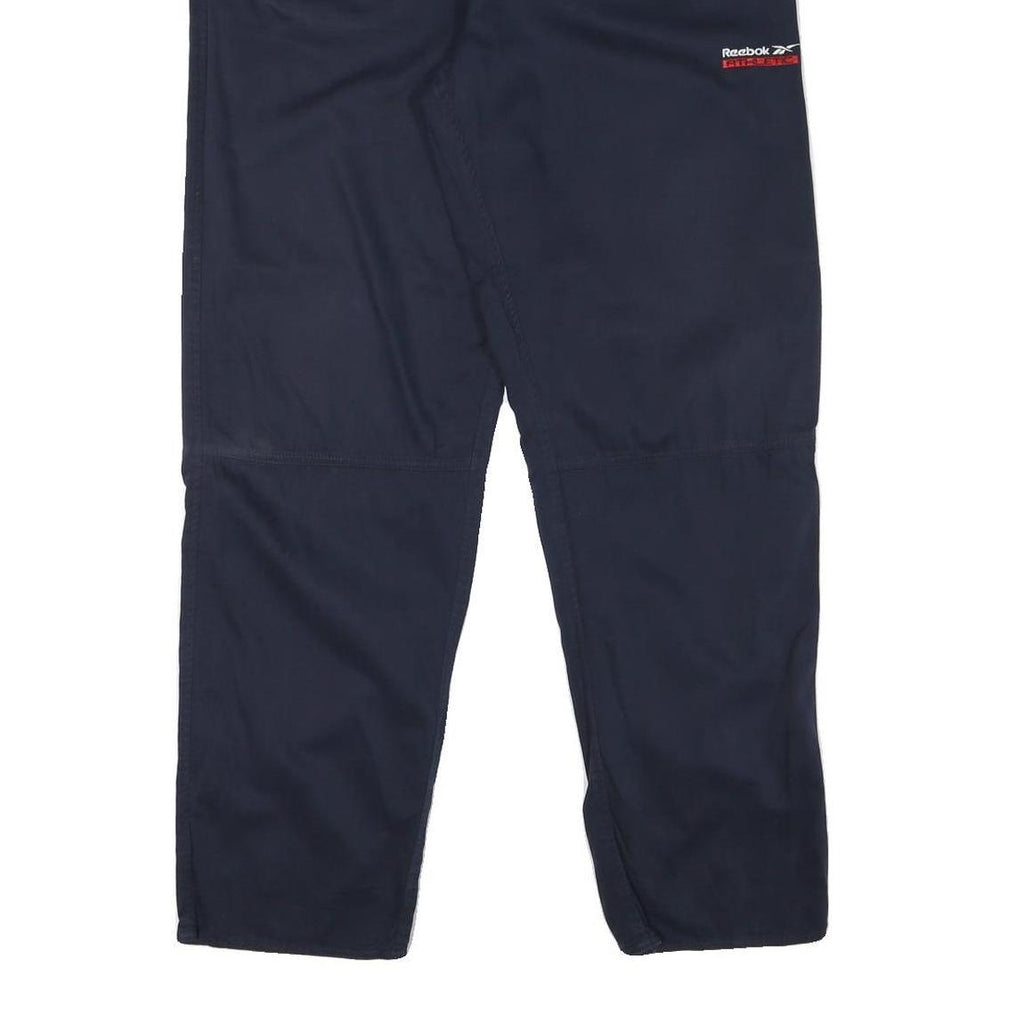 REEBOK Mens Regular Navy Blue Cotton Blend Trousers W36 L31 Drawstring Casual