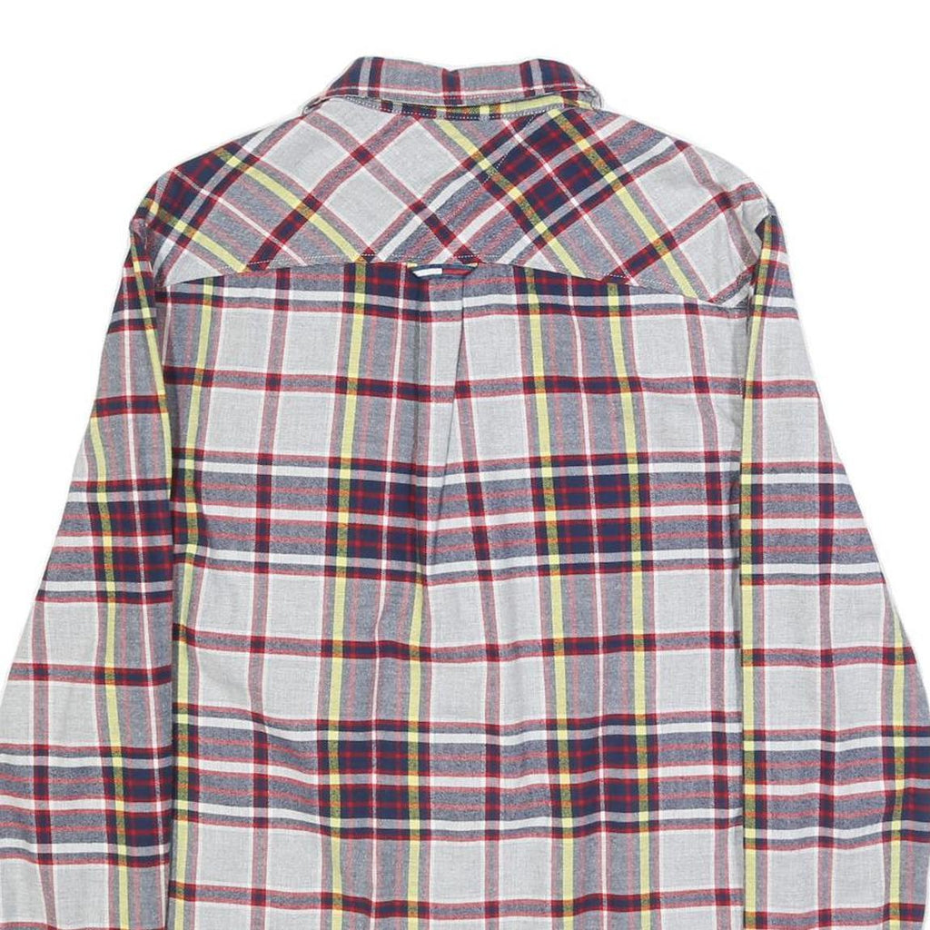 TOMMY JEANS Mens White & Navy Check Shirt M Cotton Long Sleeve Button Pocket