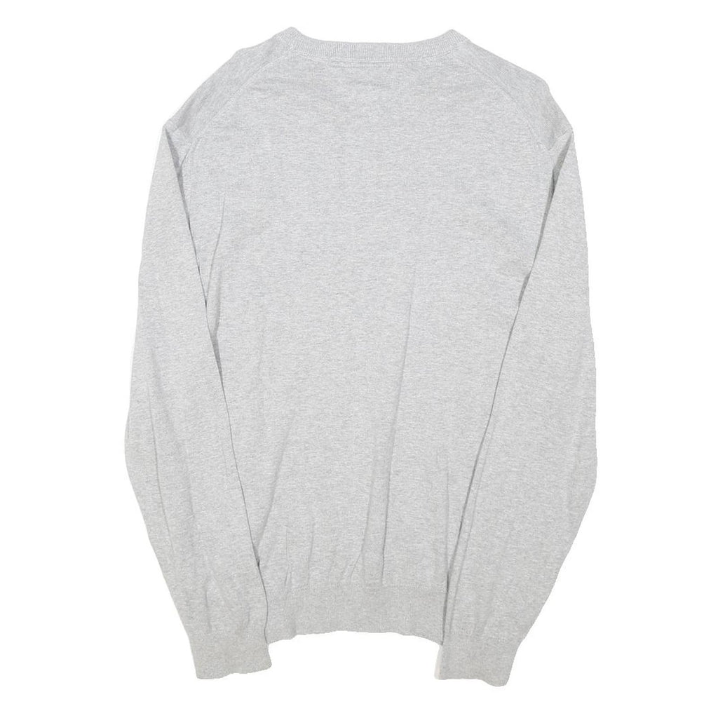 TOMMY HILFIGER Mens Grey Plain Crew Neck Basic Knit Jumper XL Casual Cotton