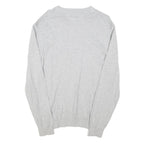 TOMMY HILFIGER Mens Grey Plain Crew Neck Basic Knit Jumper XL Casual Cotton