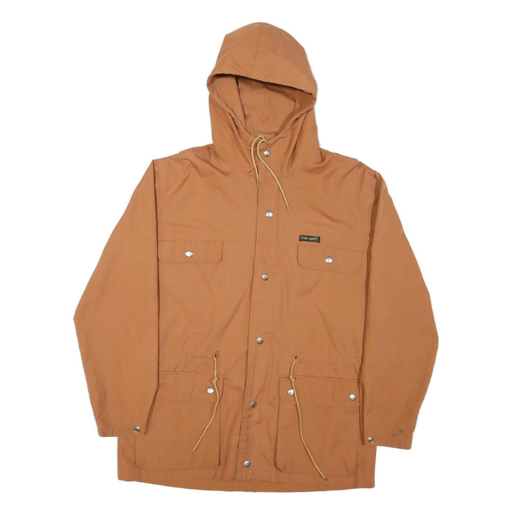 FREE SPIRIT Womens Brown Hooded Jacket M Polyester Blend Button Closure Casual