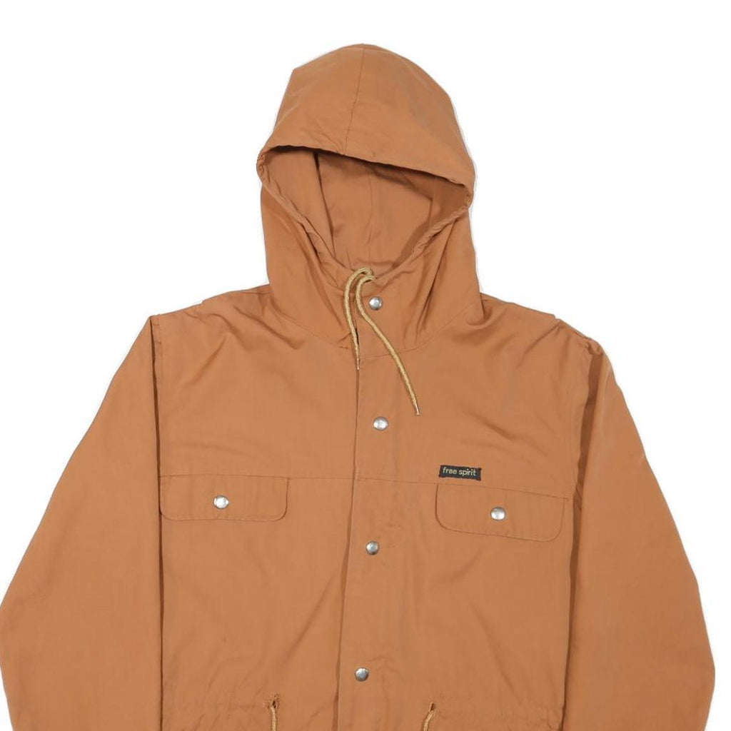 FREE SPIRIT Womens Brown Hooded Jacket M Polyester Blend Button Closure Casual