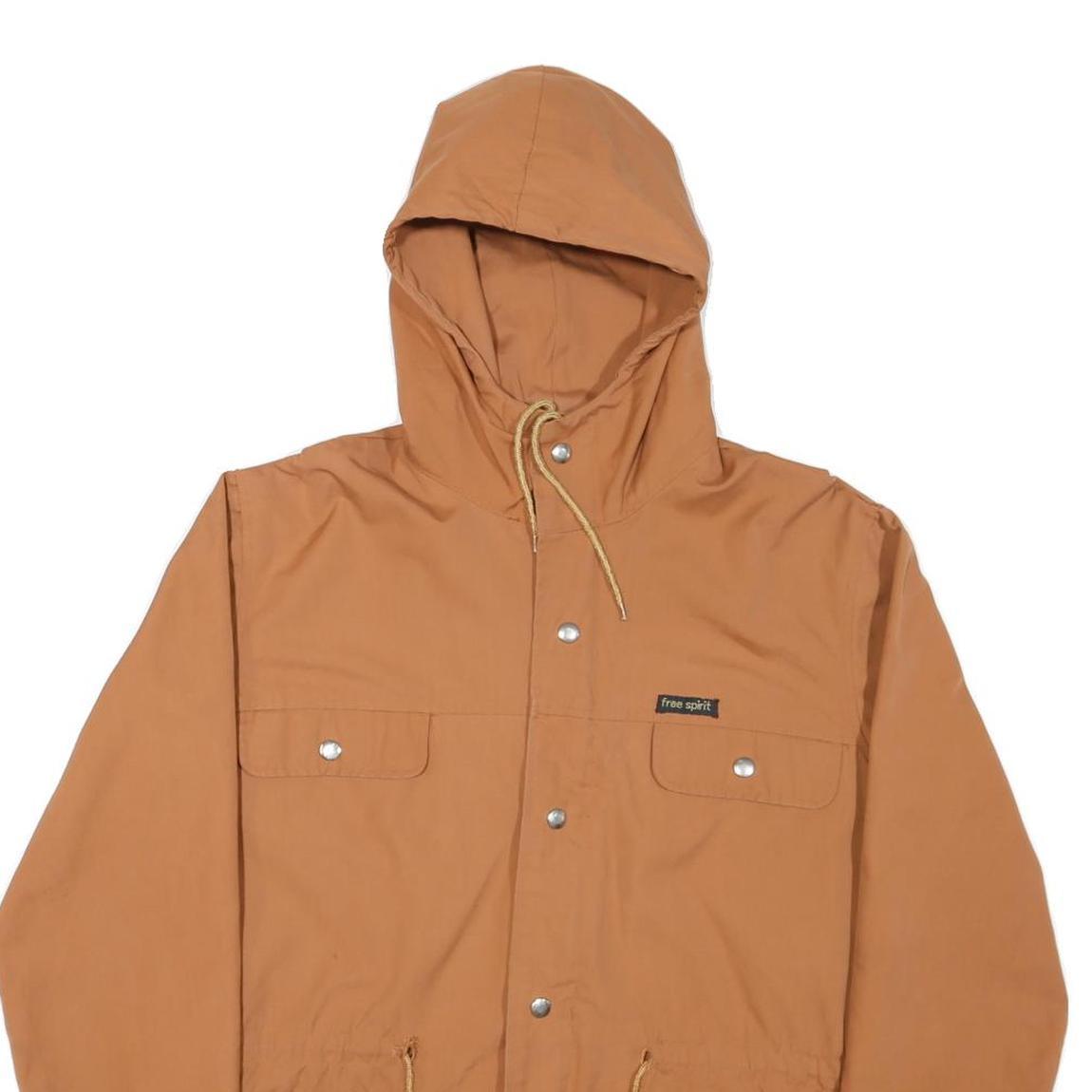 FREE SPIRIT Womens Brown Hooded Jacket M Polyester Blend Button Closure Casual