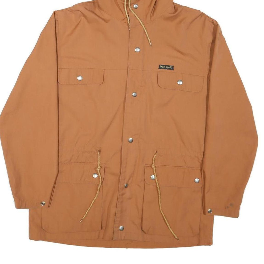 FREE SPIRIT Womens Brown Hooded Jacket M Polyester Blend Button Closure Casual