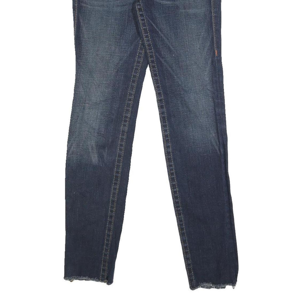 TRUE RELIGION Womens Slim Blue Denim Raw Hem Jeans W27 L32 Stylish Detail