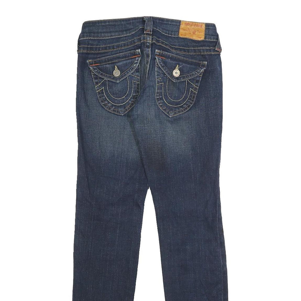 TRUE RELIGION Womens Slim Blue Denim Raw Hem Jeans W27 L32 Stylish Detail
