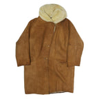 Womens Beige Faux Shearling Button Jacket L Polyester Plain Warm Cozy