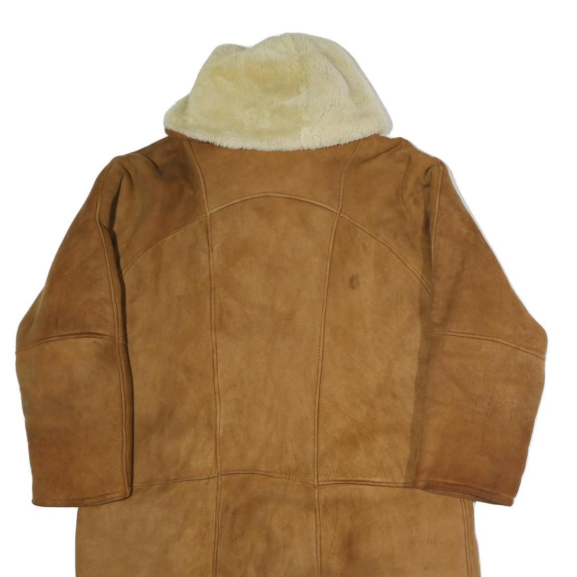 Womens Beige Faux Shearling Button Jacket L Polyester Plain Warm Cozy