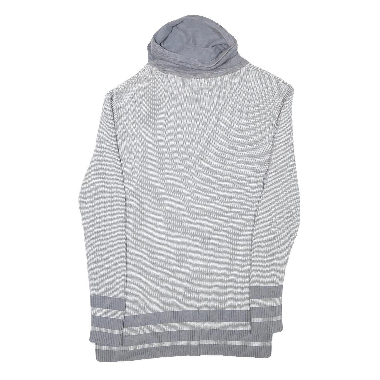 GUESS Womens Grey & Light Grey Plain Pullover Roll Neck Basic Knit M Lightweight