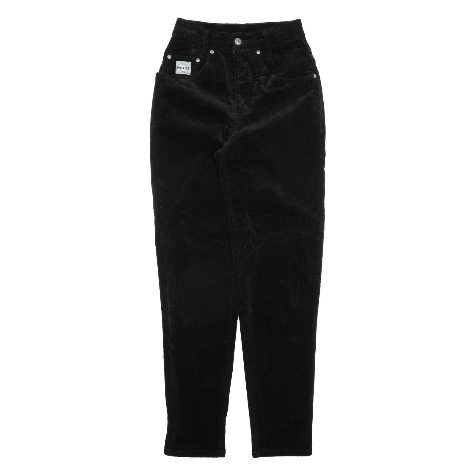 HENRY I SIEGEL Womens Corduroy Trousers Black Regular Tapered W23 L29