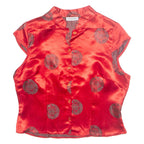 CLOCKHOUSE Womens Printed Shirt Red V-Neck Sleeveless Crazy Pattern M