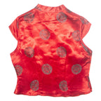 CLOCKHOUSE Womens Printed Shirt Red V-Neck Sleeveless Crazy Pattern M