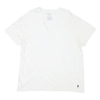 POLO RALPH LAUREN Mens White Classic T-Shirt L Short Sleeve V-Neck Cotton Blend