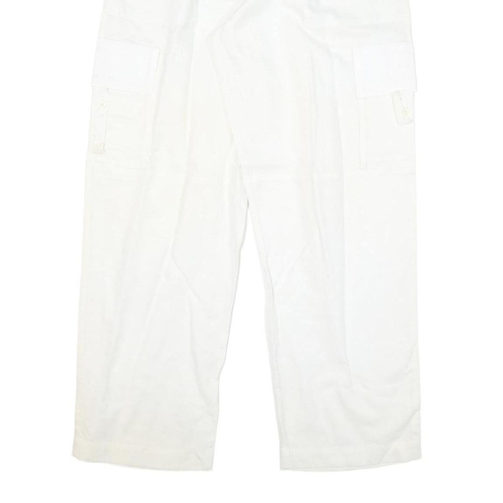 BY MITZY Mens Cotton Blend White Relaxed Drawstring Cargo Trousers W29 L30