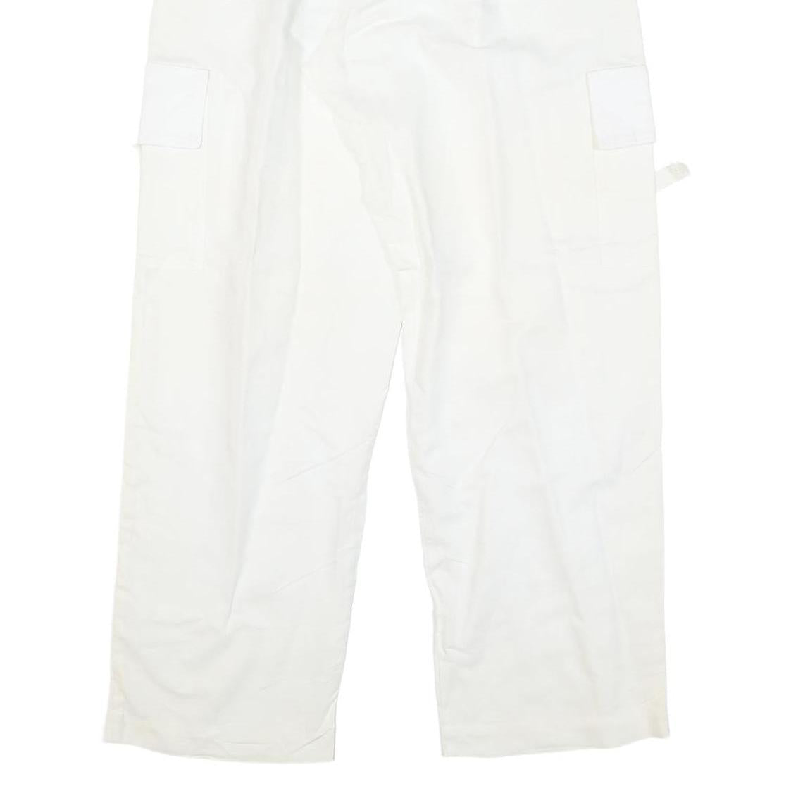 BY MITZY Mens Cotton Blend White Relaxed Drawstring Cargo Trousers W29 L30