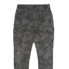 FSBN Mens Cotton Blend Grey Camouflage Regular Cargo Jogger Trousers W28 L30