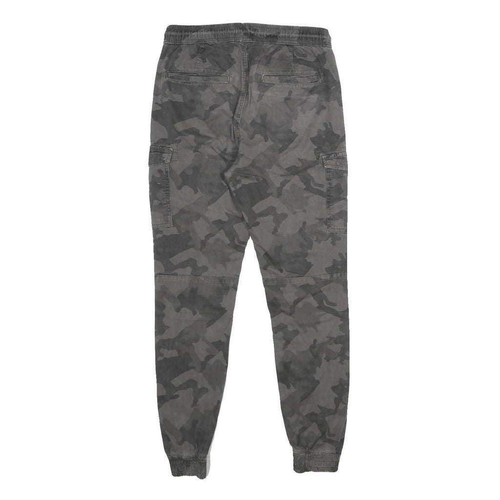 FSBN Mens Cotton Blend Grey Camouflage Regular Cargo Jogger Trousers W28 L30