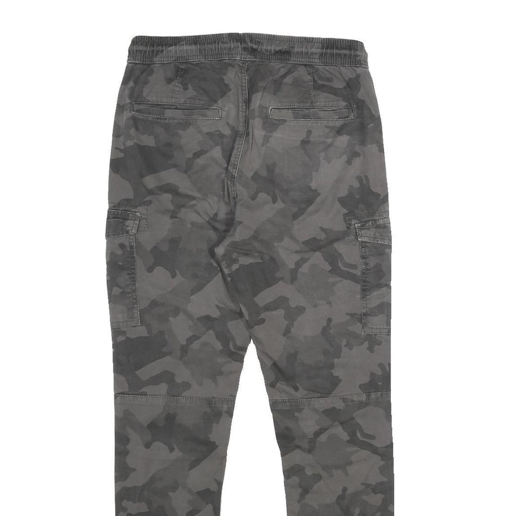 FSBN Mens Cotton Blend Grey Camouflage Regular Cargo Jogger Trousers W28 L30
