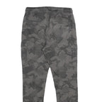 FSBN Mens Cotton Blend Grey Camouflage Regular Cargo Jogger Trousers W28 L30