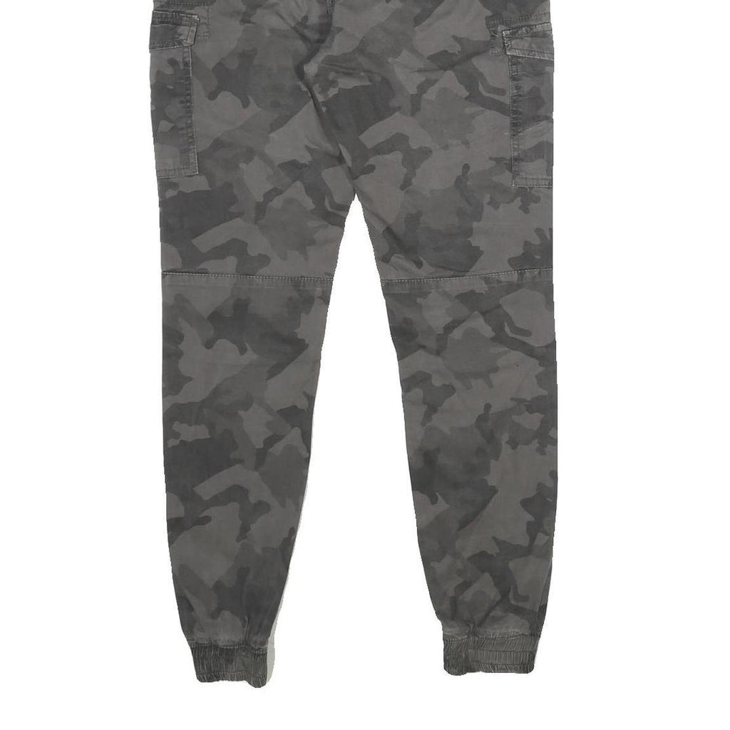 FSBN Mens Cotton Blend Grey Camouflage Regular Cargo Jogger Trousers W28 L30