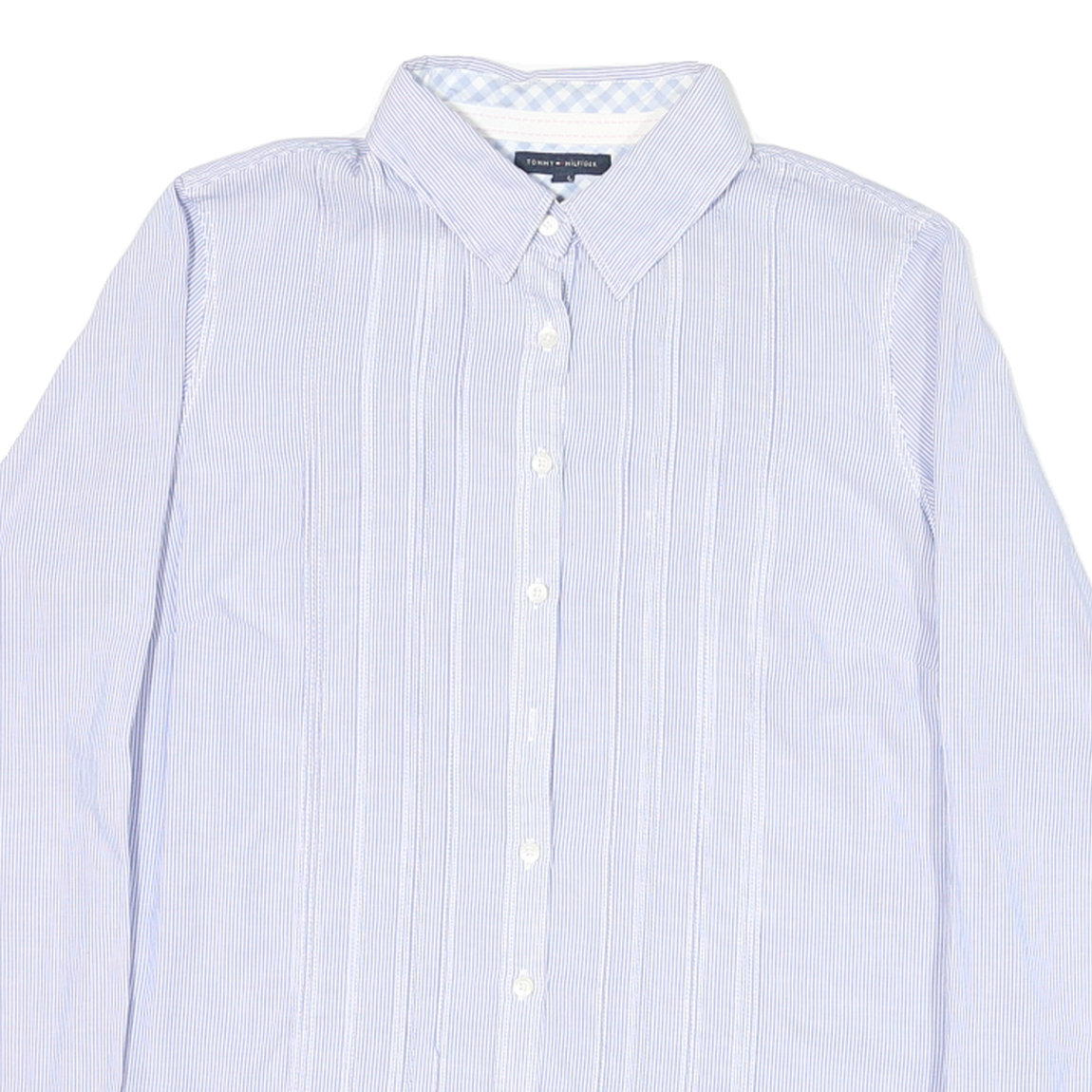 TOMMY HILFIGER Womens Blue & White Striped Shirt UK 8 Classic Button-Down Collar
