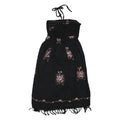 Womens Black Cotton Blend Strapless Midi Dress Butterfly Embroidered Tassel