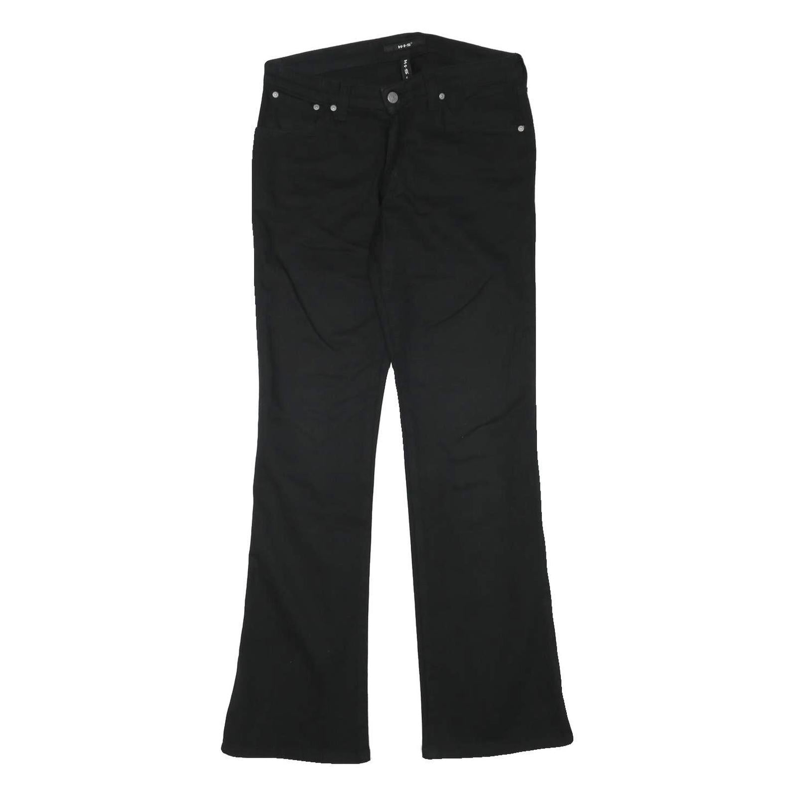HIS Womens Black Cotton Blend Regular Flared Trousers W29 L31 Stylish