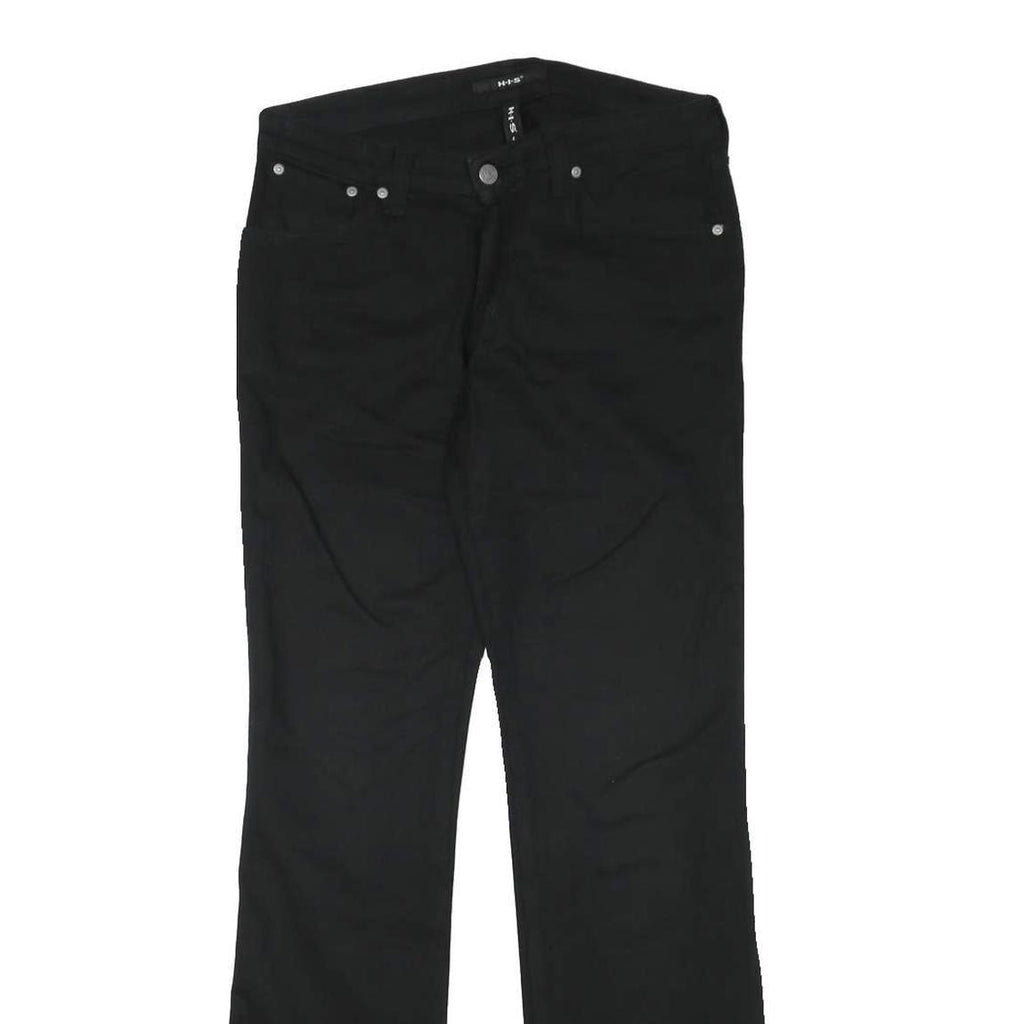 HIS Womens Black Cotton Blend Regular Flared Trousers W29 L31 Stylish