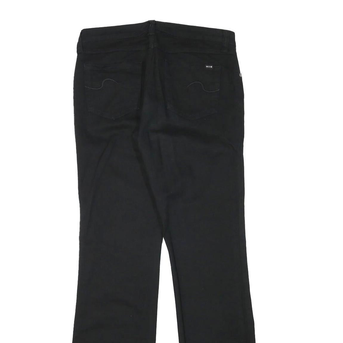 HIS Womens Black Cotton Blend Regular Flared Trousers W29 L31 Stylish