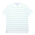 CHAPS Mens White Green Striped Short Sleeve Polo Shirt XL Cotton Casual Summer