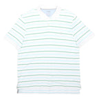 CHAPS Mens White Green Striped Short Sleeve Polo Shirt XL Cotton Casual Summer