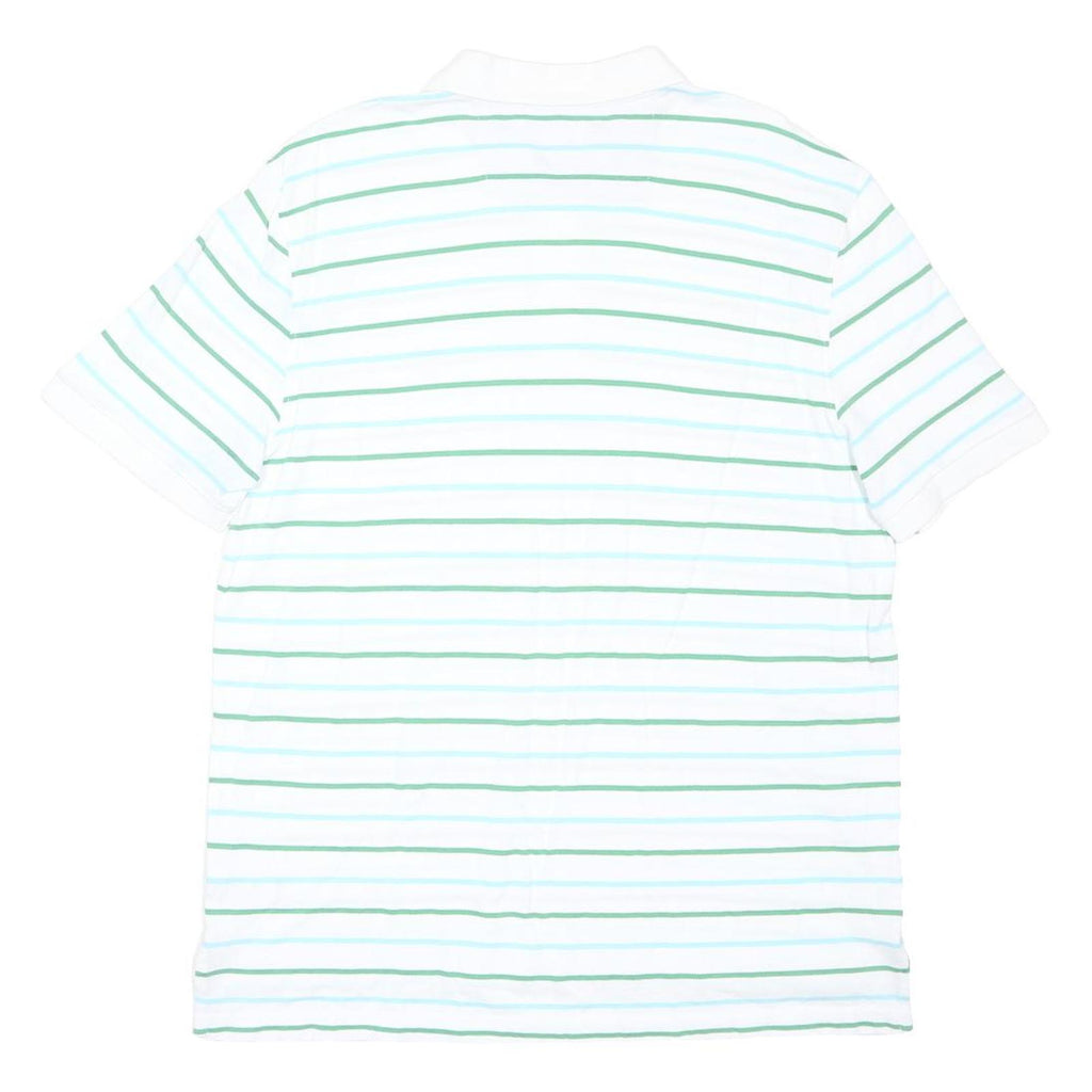 CHAPS Mens White Green Striped Short Sleeve Polo Shirt XL Cotton Casual Summer