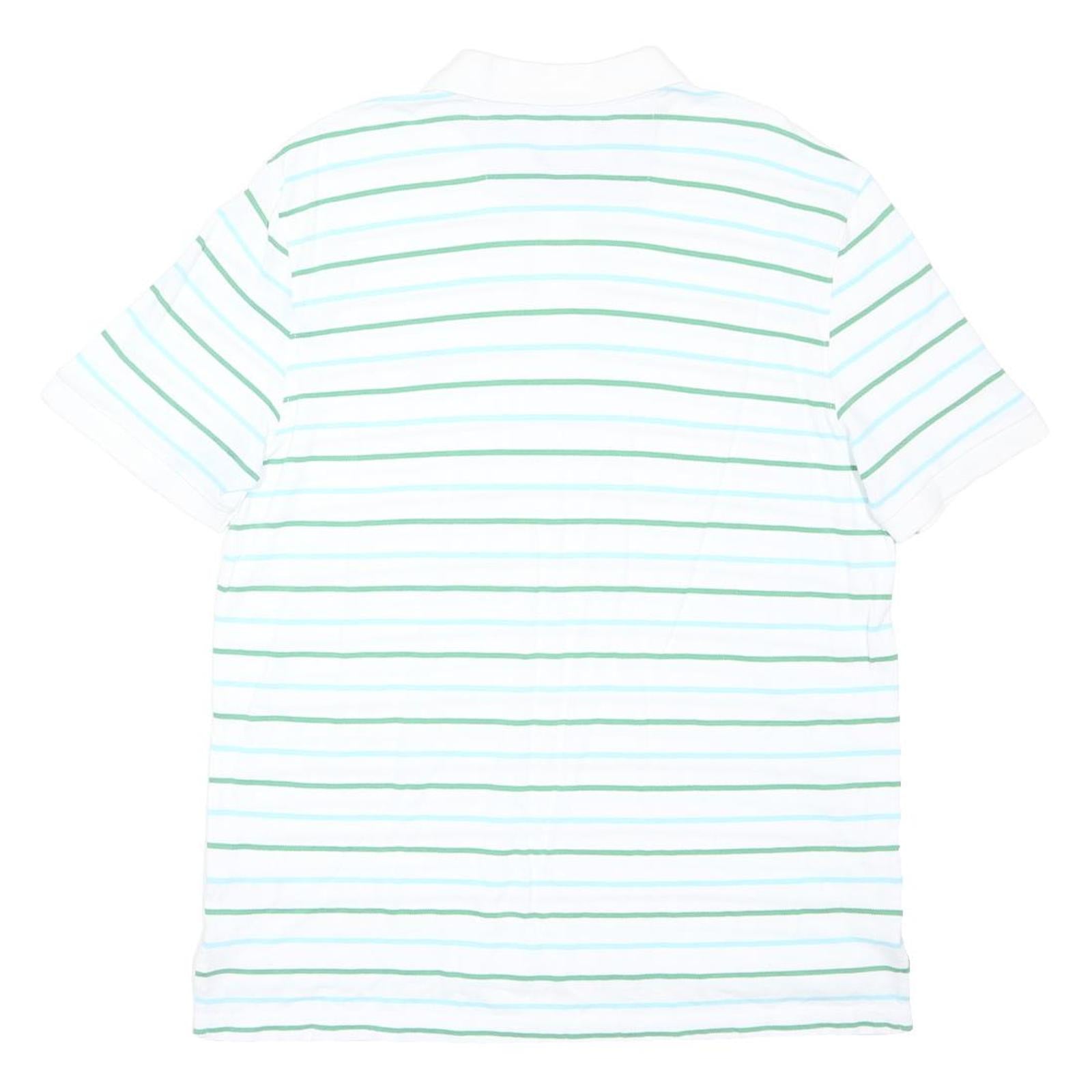 CHAPS Mens White Green Striped Short Sleeve Polo Shirt XL Cotton Casual Summer