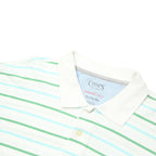 CHAPS Mens White Green Striped Short Sleeve Polo Shirt XL Cotton Casual Summer