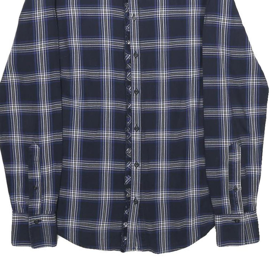 GANT Womens Blue Check Shirt UK 8 Cotton Long Sleeve Button Closure Classic Fit