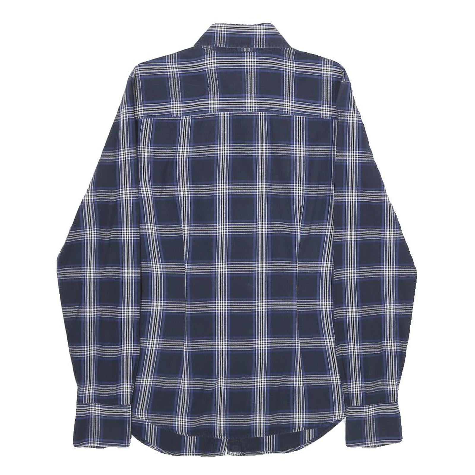 GANT Womens Blue Check Shirt UK 8 Cotton Long Sleeve Button Closure Classic Fit