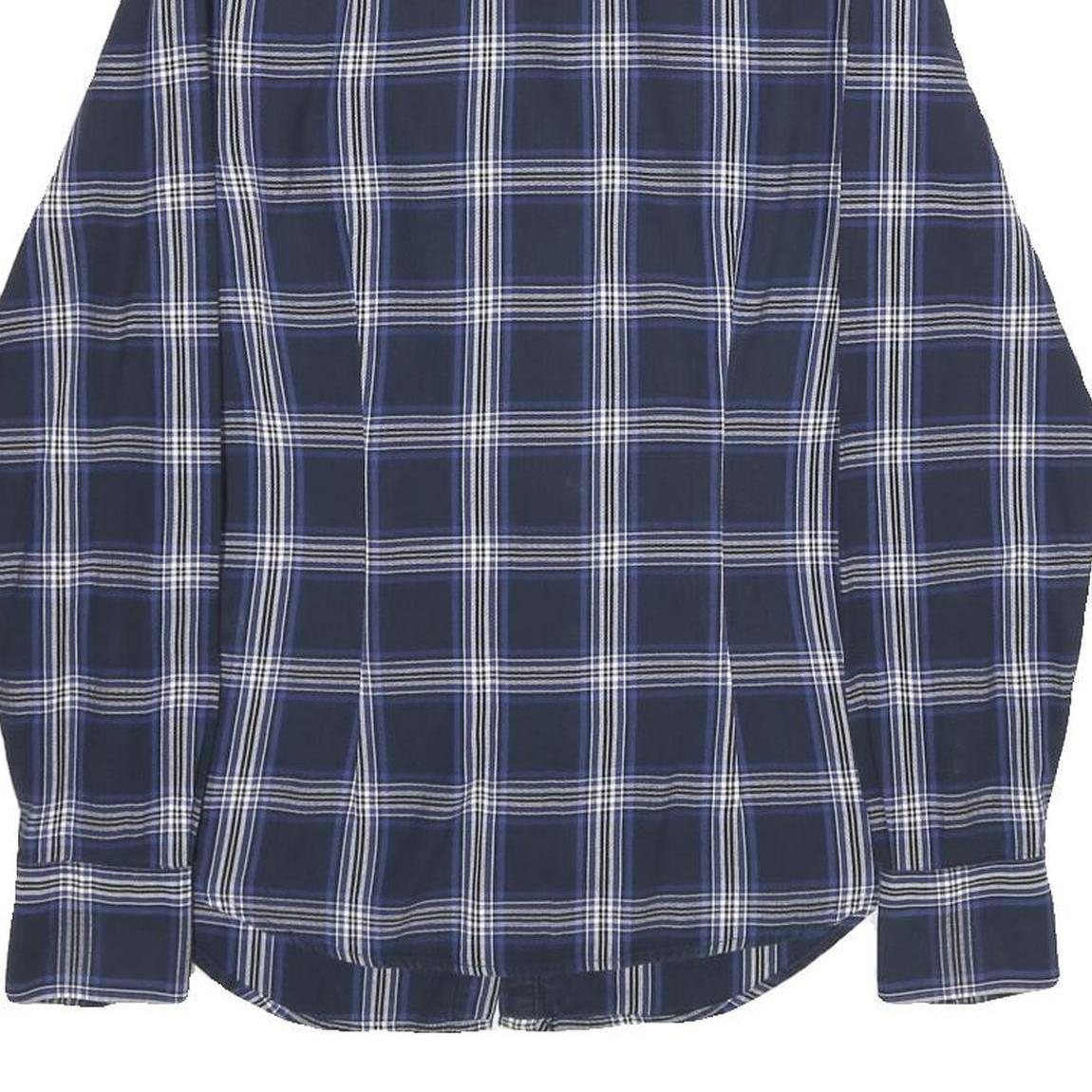 GANT Womens Blue Check Shirt UK 8 Cotton Long Sleeve Button Closure Classic Fit